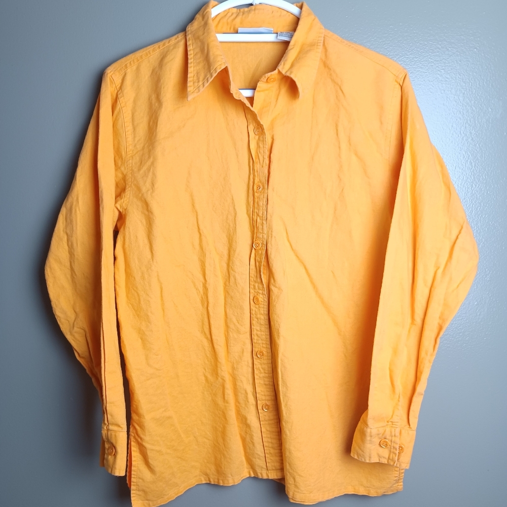 Kim rogers sport linen blend button down